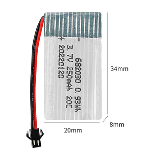 Kích thước nhỏ 3.7V 250mAh 682030 LiPo pin phụ kiện bộ phận 25C mạnh mẽ Lithium Ion gói cho Syma <span class=keywords><strong>x11c</strong></span> MJX x701 RC máy bay - Product Image 6
