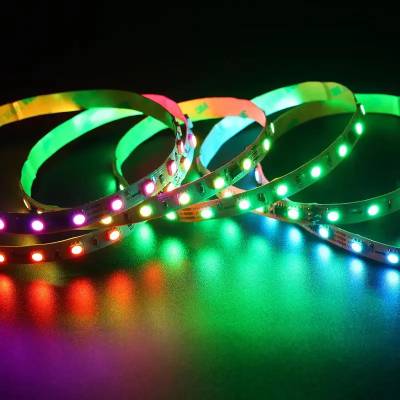 Ic incorporado Rgb Pixel Led Strip programable mágico direccionable Rgbw 5V 12V 24V Ws2811 Ws2812B Ucs1903 Sk6812 Dmx512