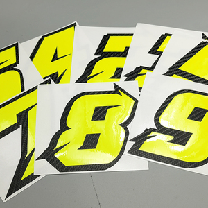 Motosiklet araba Sticker vinil kalıp kesim yarış numarası Neon floresan sarı karbon Fiber çıkartması yarış ekibi kulübü için - Product Image 3
