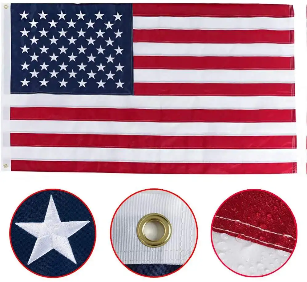 Outdoor-Display Hochwertige Oxford Custom 3x5 ft Stickerei Sterne genähte Streifen USA amerikanische Flagge