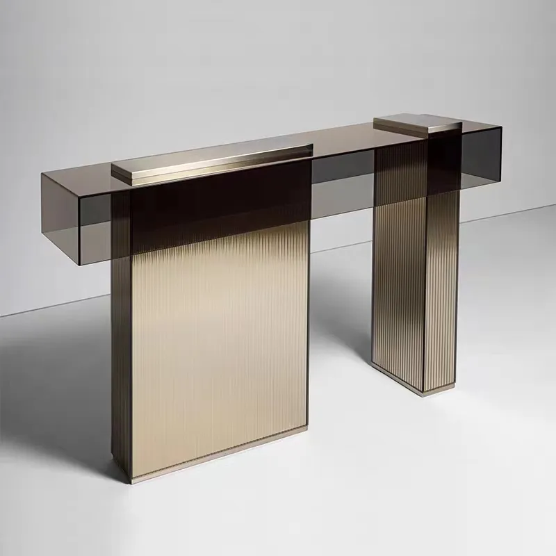 Легкий роскошный шкаф в итальянском стиле, дизайнерское стекло на стене, стол для входа в фойе, современный простой