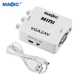 Equipos de audio y video 1080P Mini VGA2AV Adaptador VGA a AV RCA Caja adaptadora convertidora compuesta