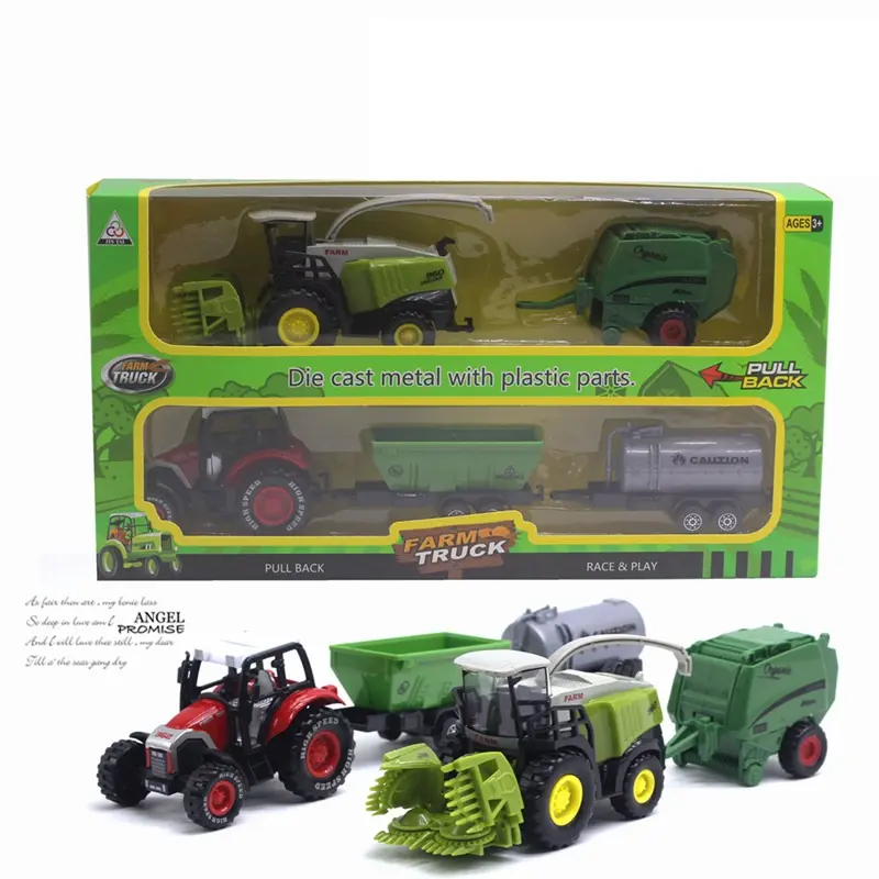 Hotsale 1:42 raccoglitrice per agricoltori con retro in lega (raccolta) Set di giocattoli per trattori per auto agricole modelli agricoli pressofusi