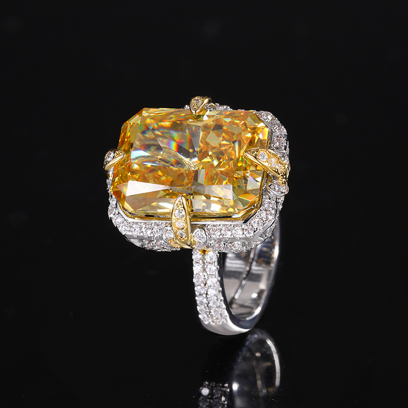 Ice Flower cut yellow diamond ring