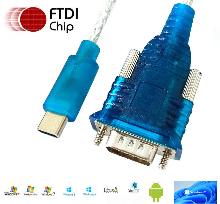 Câble USB Type C vers RS232 bleu