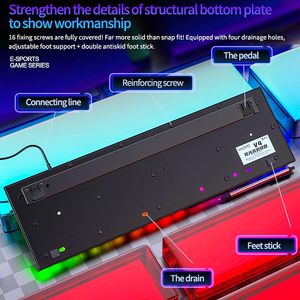 Teclado impermeable multifuncional para ordenador, juego mecánico profesional V4 de 104 teclas con cable, luz Rgb retroiluminada de colores