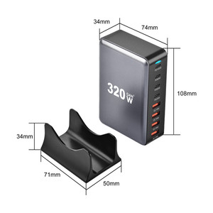 New Design 320W GaN 8-Port USB-C Charger PD QC 3.0 Fast Charging Station Dock for Laptop Tablet Phone Earphone <strong>Multiple</strong> Devices - Product Image 6