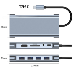 Multifunction 7-in-2 USB C Hub <strong>Computer</strong> Hardware Software USB 3.0 &amp; 2.0 Type C to Multiport USB Adapter - Product Image 6