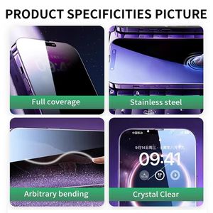 Bán buôn Tùy chỉnh chống gián điệp Chống Chói Chống Peep giả mạo màn hình kính bảo vệ sự riêng tư cho bảo vệ màn hình iPhone 13 14 15 - Product Image 4