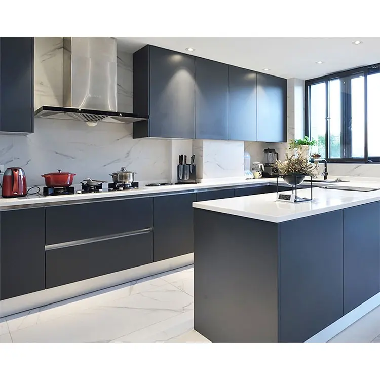 Armoire de cuisine modulaire avec finition en laque, luxe européen, personnalisée, maison complète