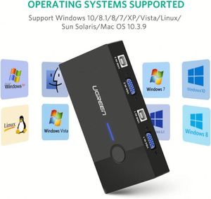 UGREEN USB KVM开关盒2端口VGA视频共享适配器2进1出手动切换器高清晰度输出视频分配器 - Product Image 3