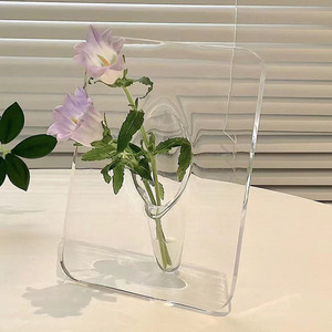 北欧简约Ins亚克力可爱花朵塑料桌面创意装饰品芽花瓶婚礼中心件花朵花瓶