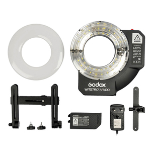 Godox AR400 400W Li-ion Battery LCD Panel Powerful <strong>Macro</strong> LED Ring <strong>Flash</strong> Speedlite Video Light Kit for <strong>Camera</strong> DSLR