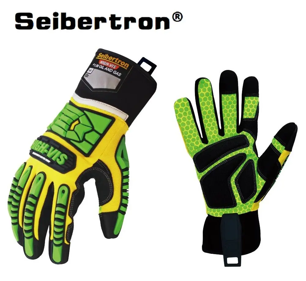 Seibertron High-vis Touch Recognition Work gloves GEL Padded Palm Impact Protection Super Grip Gloves Oilfield Work Gloves