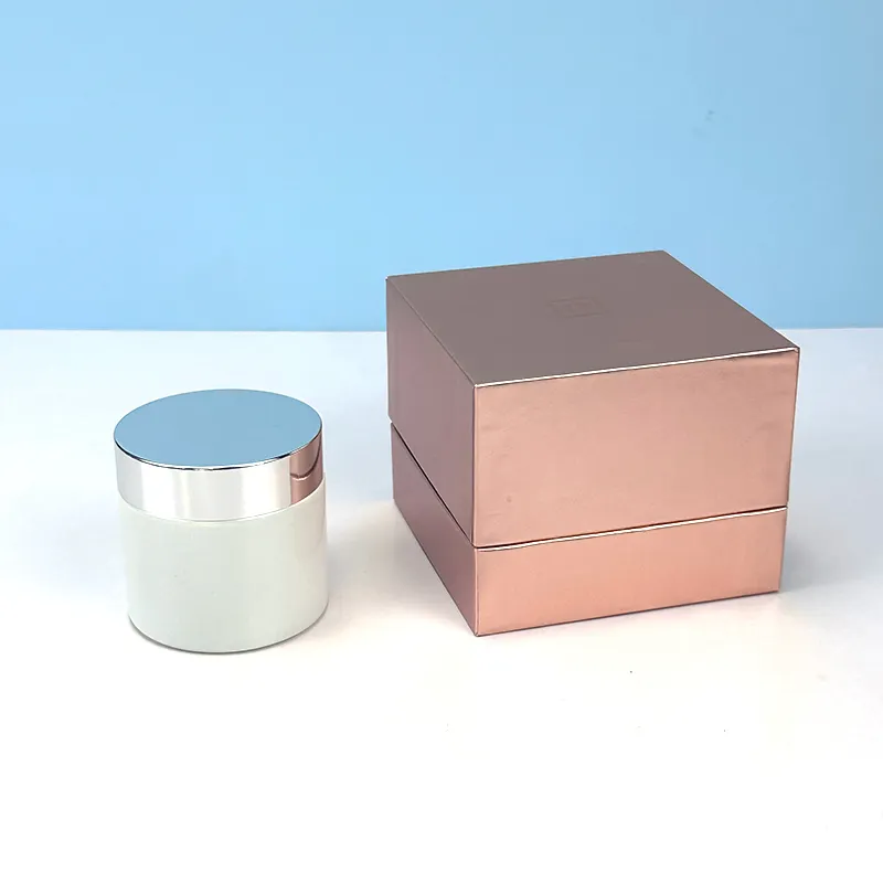 Özel logo cam kavanoz kağıt kutuları kozmetik kare ambalaj kutuları küçük iş için mum kavanozu kapak ve kutu ambalaj ile