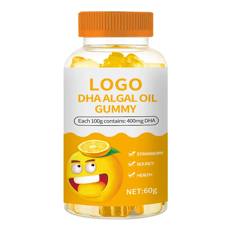 Özelleştirilmiş formülü tüm vücut sağlık Vegan DHA yosun yağı Gummies DHA Algal yağ Gummies çocuklar için