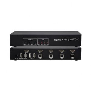 4K@60Hz 4 Port <strong>KVM</strong> Switcher 4 <strong>Input</strong> <strong>1</strong> <strong>Output</strong> 4x1 <strong>2</strong>.0 <strong>Switch</strong> With USB2.0 HUB