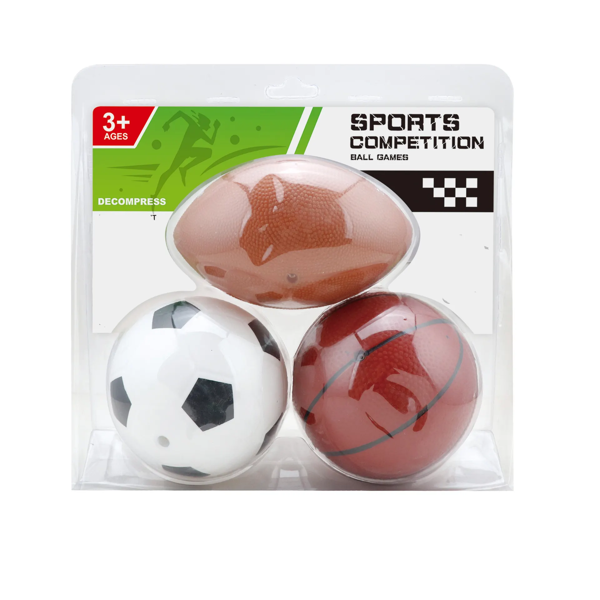 Sport competizione gioco di palla 3pk gonfiato Pvc giocattolo palloni sportivi con pallone da calcio basket americano calcio Set per il gioco