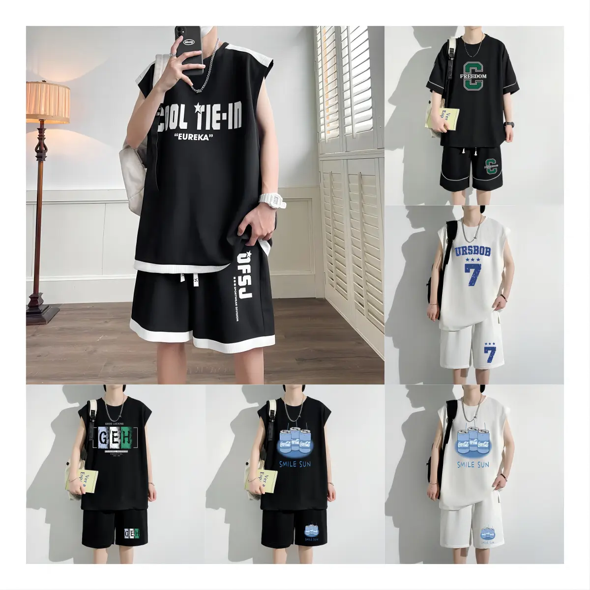 Summer Men's Sets Printed Sports Suit 2023 Casual Men Tracksuit Short Sleeve T-shirt Shorts Set Digital Printing Woven