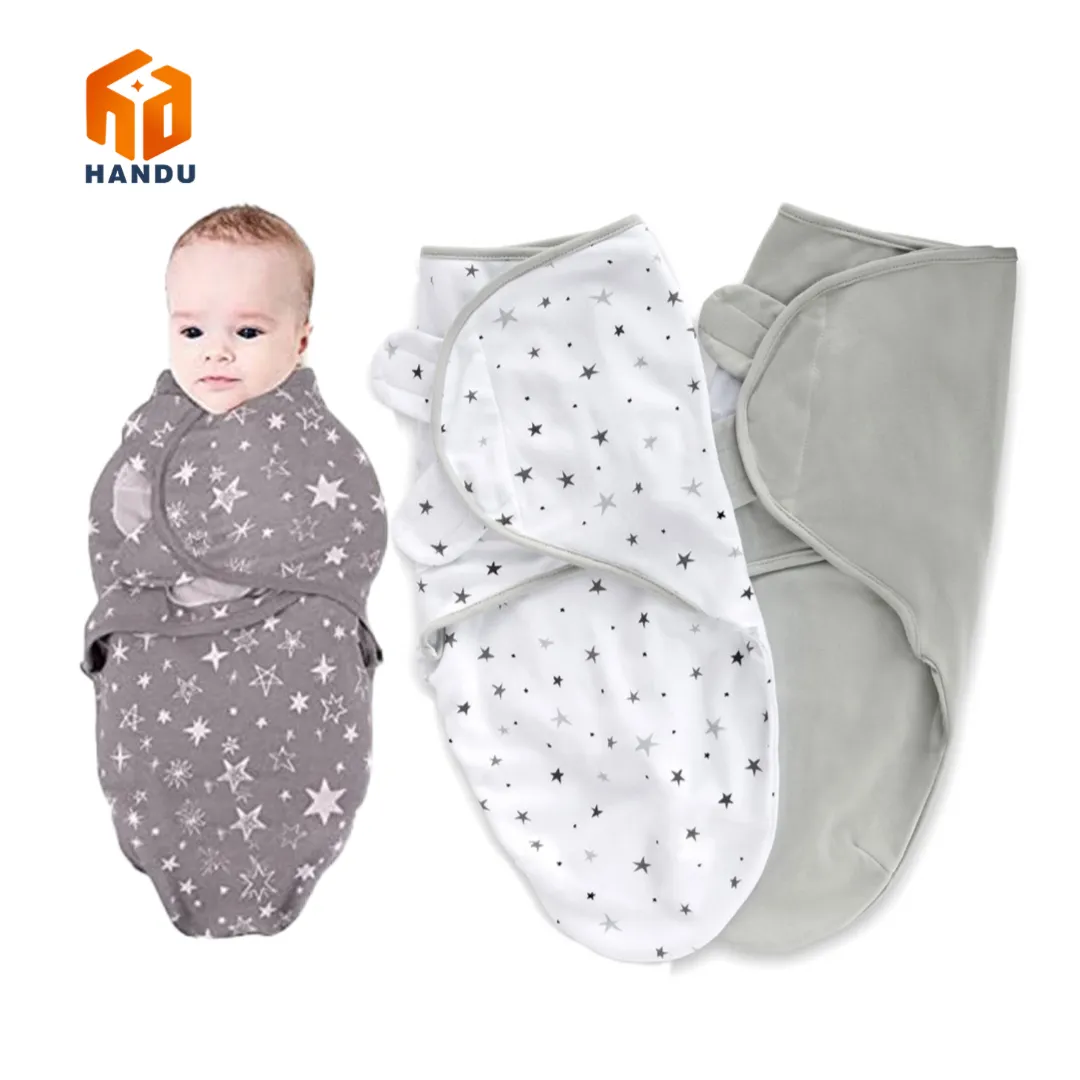 Manufactory Custom Size 100% Organic Cotton Adjustable Skin Friendly Fabric Infant Baby Swaddle Wrap blanket