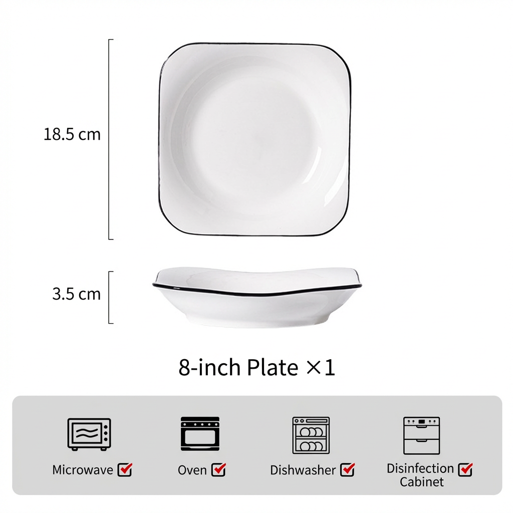8 inch square plate white