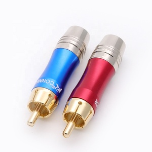 <strong>RCA</strong> Connector HIFI Audio <strong>RCA</strong> <strong>Wire</strong> Male Plug Gold Plated Audio Adapter Blue Red Pigtail <strong>Speaker</strong> Plug for 8MM Cable