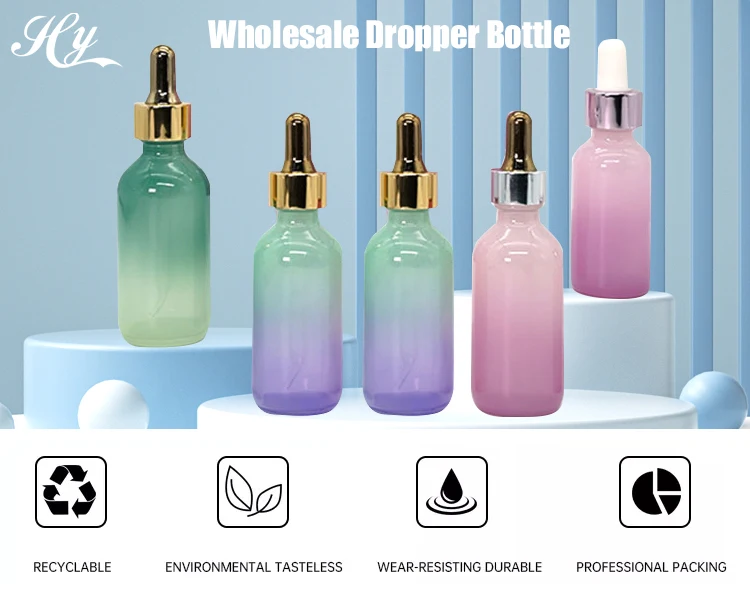 Rainbow Gradient Boston Dropper Bottles 100ml Essential Oil Bottle