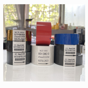 Kostenlose Probe Schwarz 30mm Breite 100m Länge Heiß präge folie für Codier maschinen drucker Kunststoff folie Papier Datums codierung sband