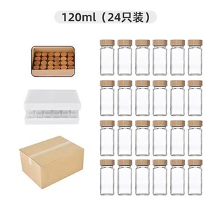 24个空玻璃香料罐4盎司调味容器竹制香料罐，配有标签、胡椒研磨机、漏斗、振动筛盖 - Product Image 5