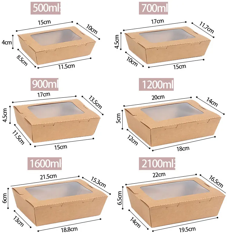  bakery kraft paper boxes with clear window
