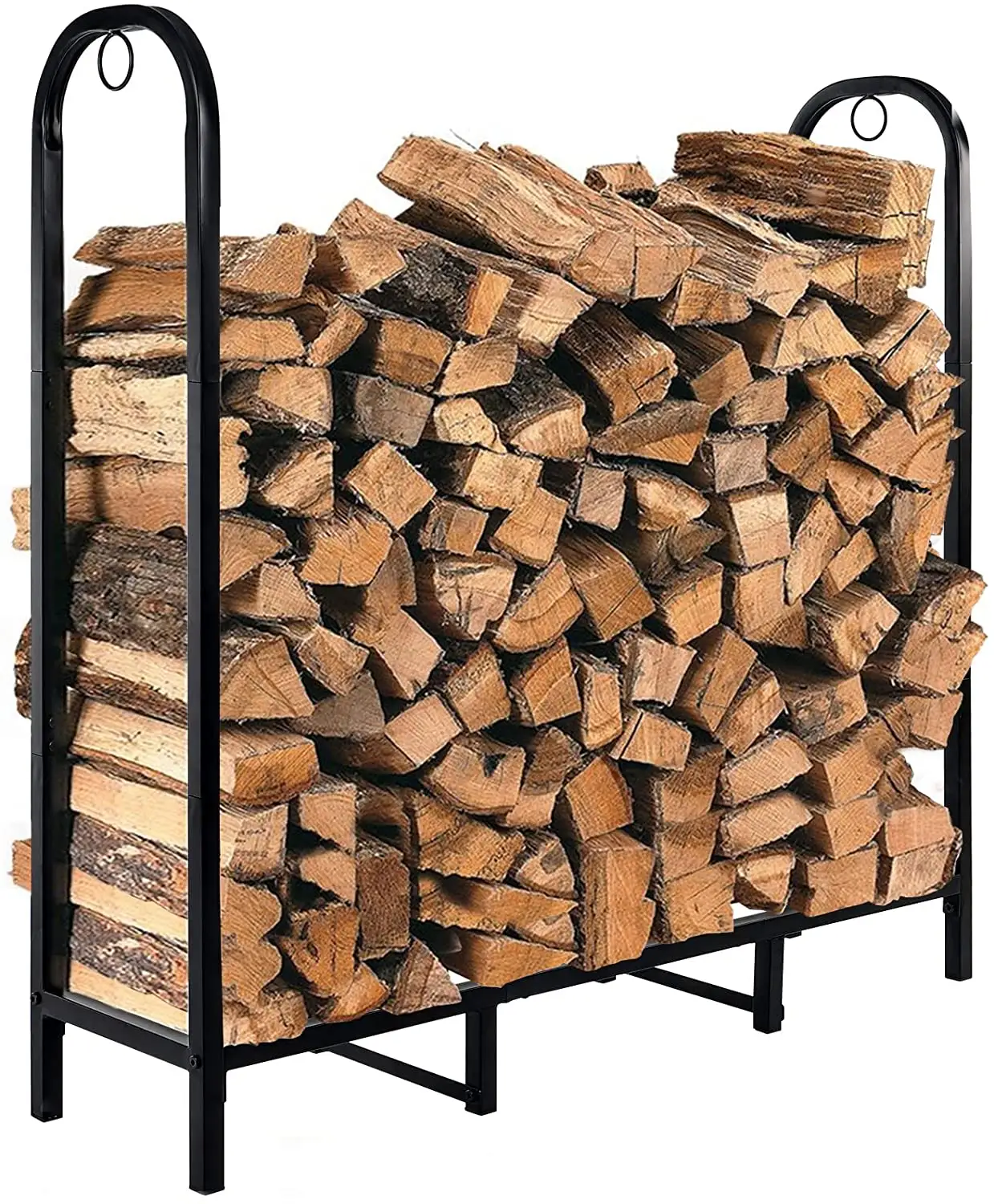 Yakacak odun istif rafı kapalı veya açık ahşap depolama tutucu şömine veya ateş çukuru toz kaplı