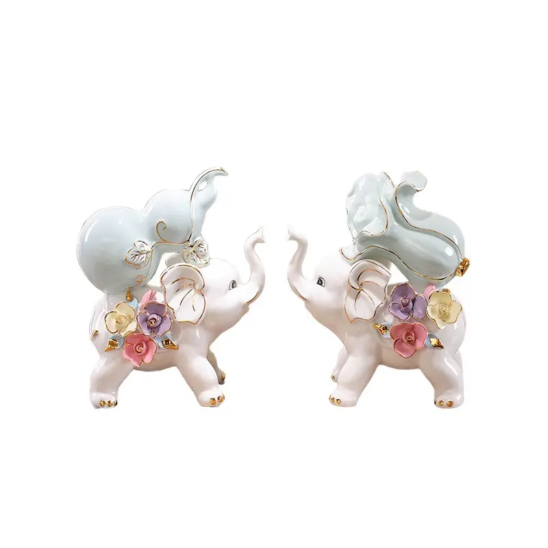 Lucsylvan — éléphant en céramique, poterie chinoise créative, décoration artisanale pour la maison, vente en gros, 1 pièce