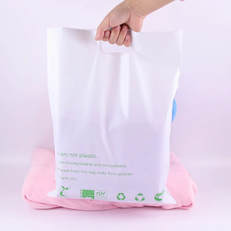Bolsa de compras personalizada eco friendly pla, bolsa cortada biodegradável para compras