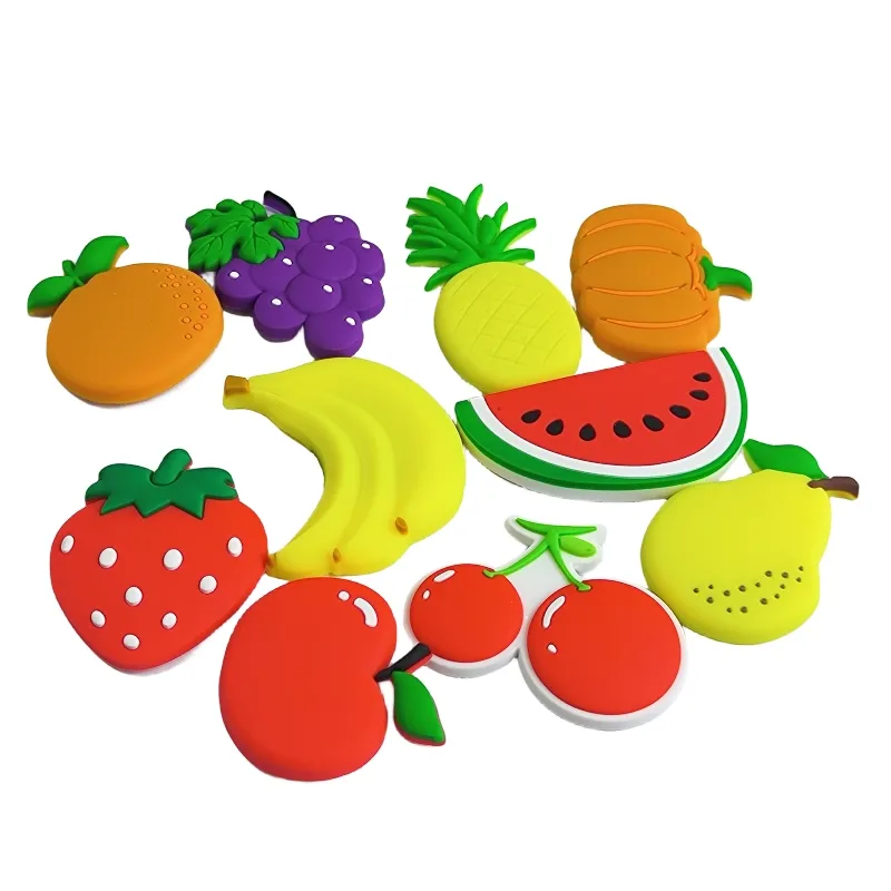Logotipo personalizado 3D Borracha Macia PVC Ímã decorativo do refrigerador Criativo 3D Resina Frutas Legumes Ímãs De Refrigerador