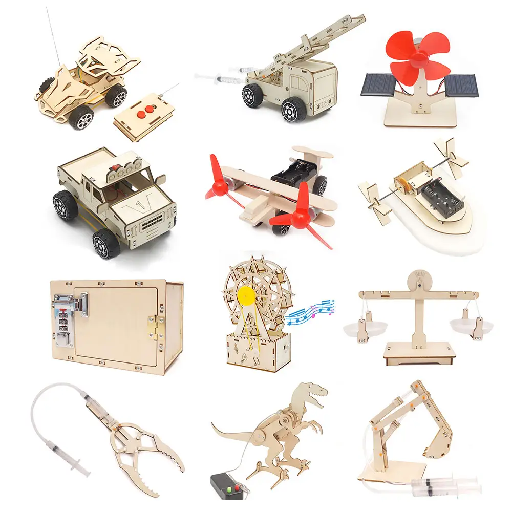 DIY STEM-Lernspielzeug Wissenschaft Montage hölzerne Rätselboxen für Kinder Physikspielzeug