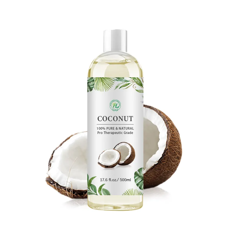 HL - 500ML VCO óleo de coco Fornecedor, a granel Raw Organic Extra virgin Óleo de coco Prensado a frio Para Pele, Cabelo & Creme hidratante