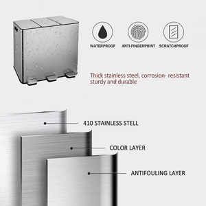 KSY Cubo de Basura con Pedal de Acero Inoxidable para Exterior, Cubo de Basura para Cocina y Baño, Clasificación de Basura con Tapa