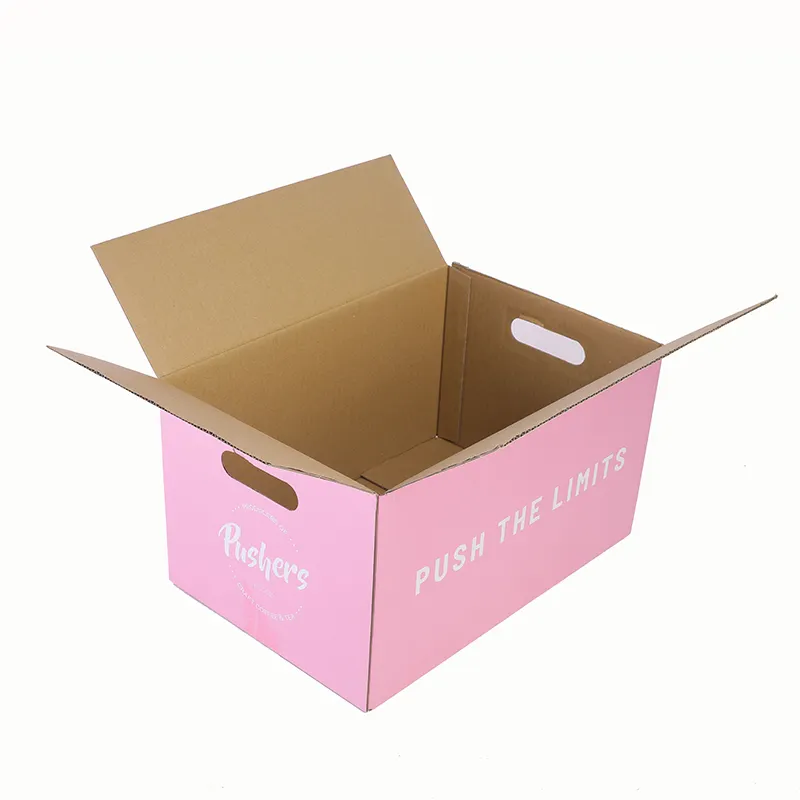 Scatole di spedizione in movimento per spedizioni di colore rosa di dimensioni personalizzate del produttore cinese scatole di cartone ondulato
