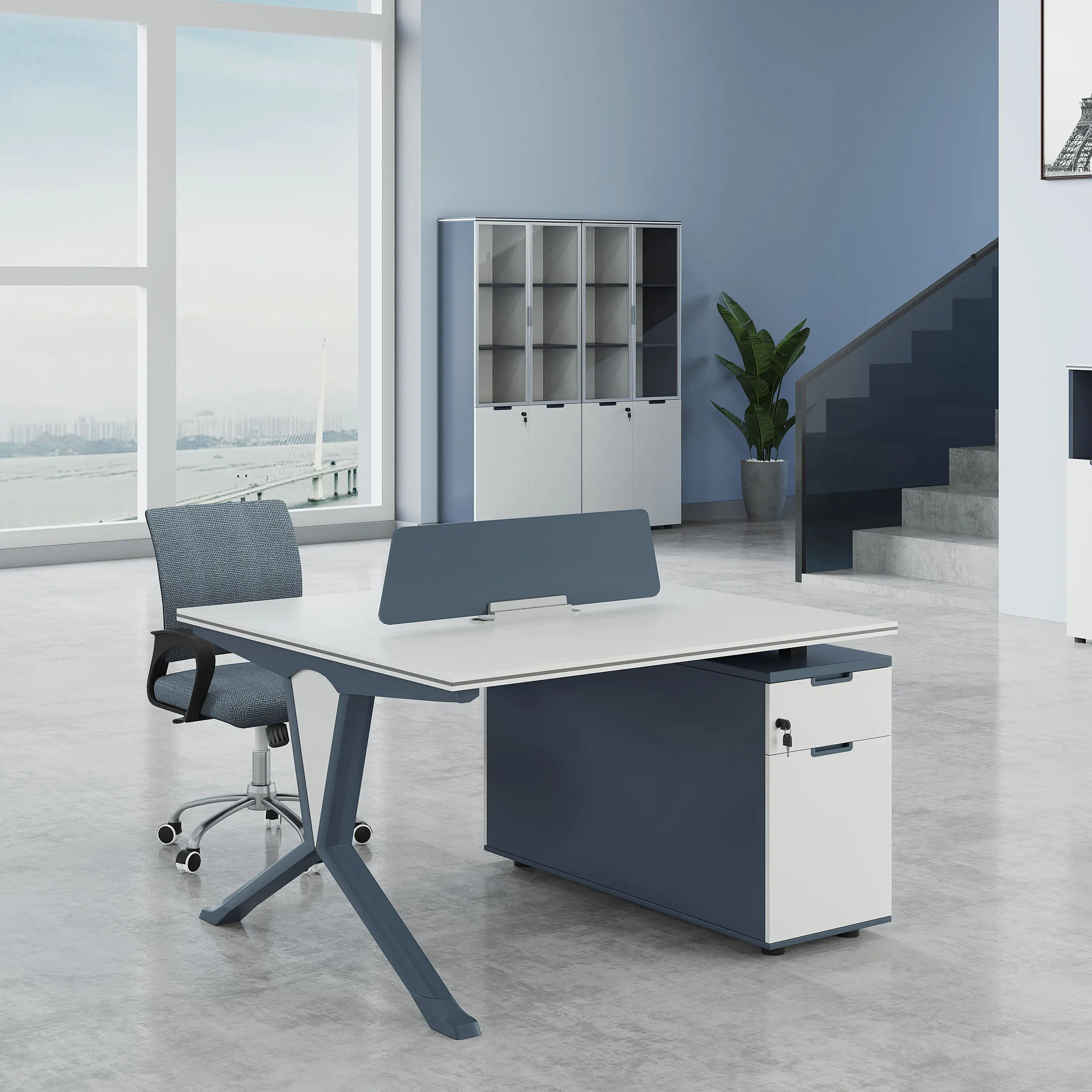 luxury staff office desk with drawer office furniture workstat Modular wooden modern tables offical desk table