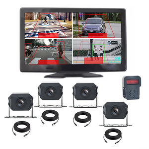 PWAS Monitor 10,1 pulgadas pantalla táctil cuádruple 4CH BSD Sistema de cámara de detección de peatones + zumbador externo para camión para autobús - Product Image 2