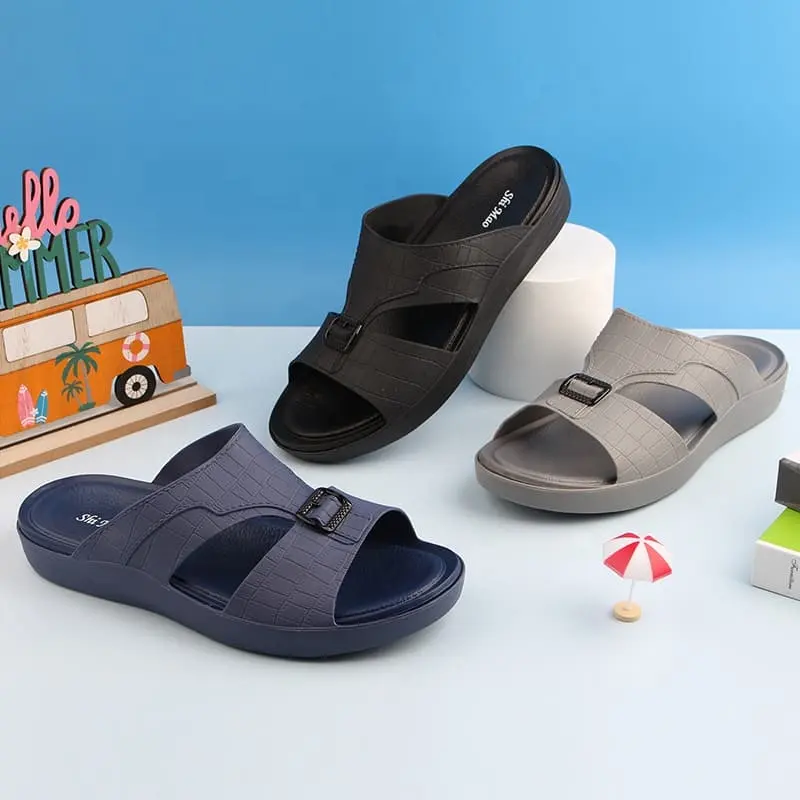 Árabe Sandálias Moda Sandálias De Couro Leve Grosso Sole Comfort Slides Sandalias Para Hombre Mens Sandálias Chinelos Para Homens