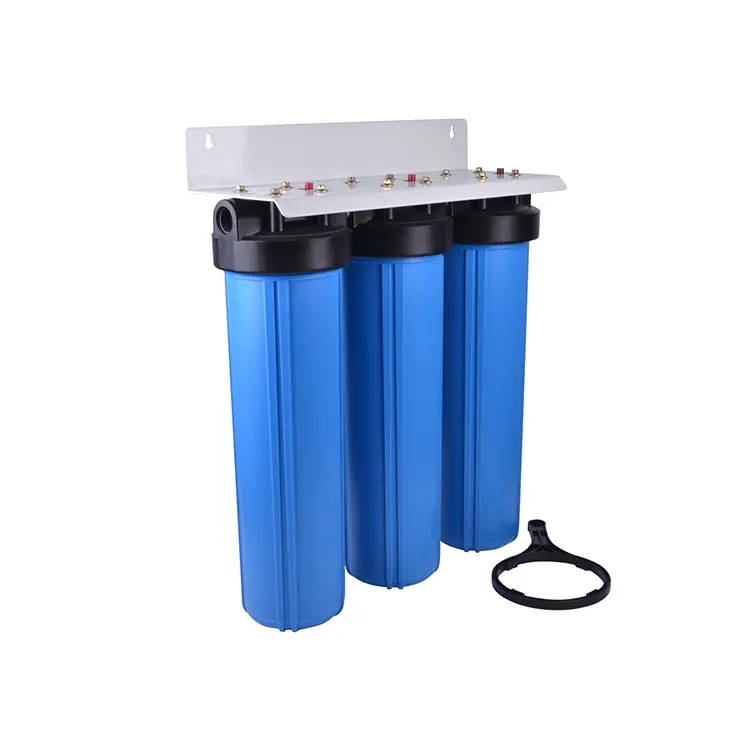 Good Quality 3 Stage 20 Inch Triple Shower Tap Water Filter Blue Whole House Water Filter With The Bracket