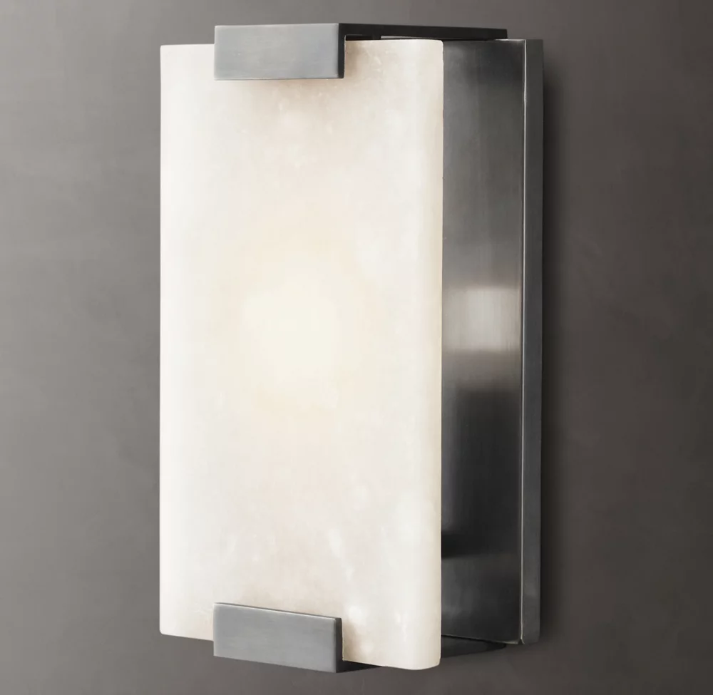 Bronzo (6 "W x 4" D x 10.5 "H) ottone & alabastro massiccio
