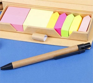 Wholesale <strong>Combination</strong> Kraft Box Advertising Ball Pen and Ruler <strong>Notepad</strong> with Arrow Sticky Note Set - Product Image 2