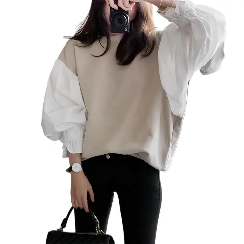 Корейская Мода 2024 Весна Новая Женская толстовка официальная одежда элегантная Офисная Женская блузка с длинным рукавом футболки