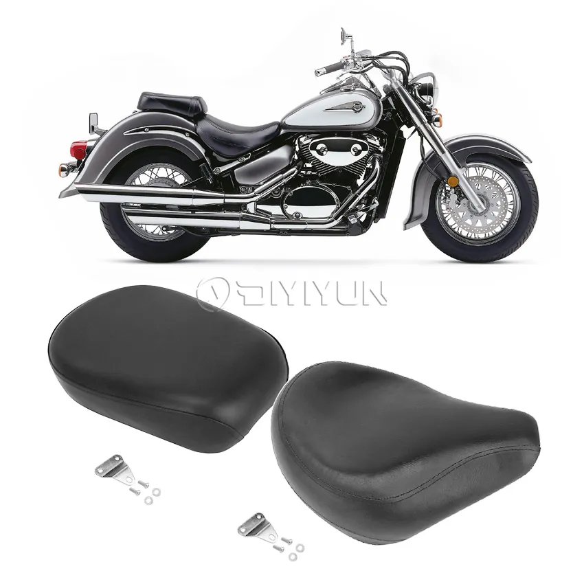 2 pçs/set substituição de couro pu assento de motocicleta, substituição para moto em couro preto e dianteiro para yamaha drag star xvs 650 400 1998-2012