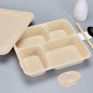 Gıda kapaklı konteynerler 2,3,4,5,6 bölme biyobozunur tek kullanımlık sızdırmaz ve mikrodalga güvenli bagasse yemek kabı çıkar - Product Image 4