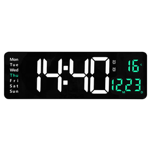 16&quot; <strong>LED</strong> Wall Clock Two Sets of Ringing Temperature Date Week <strong>Time</strong> - Product Image 2