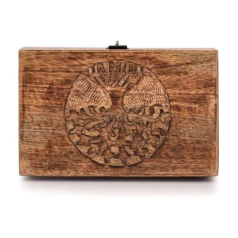 Árbol de la vida de madera hecho a mano grabado bellamente caja de recuerdo organizador de joyas Ideas de regalo únicas para hombres y mujeres