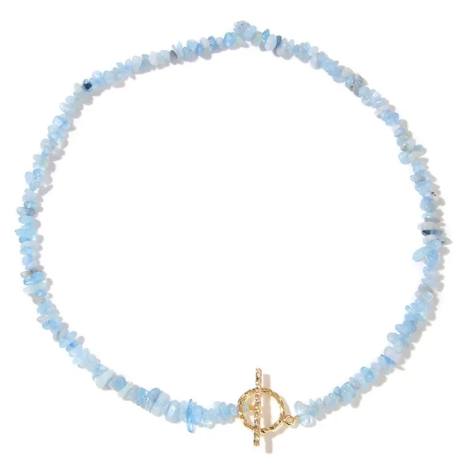 Collana di pietra preziosa con trucioli di acquamarina naturale con prezzo più basso collana girocollo di perline di cristallo blu curativo